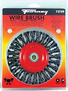 Forney 72749 Wire Wheel Brush, 6 in Dia, 1/2 to 5/8 in Arbor/Shank, 0.012 in Dia Bristle