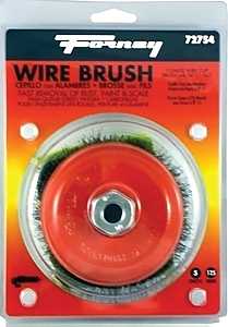 Forney 72754 Wire Cup Brush, 5 in Dia, 5/8-11 Arbor/Shank, 0.014 in Dia Bristle, Carbon Steel Bristle