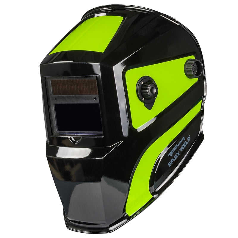 Forney Easy Weld Velocity Series 55732 ADF Welding Helmet, 3-Point Ratchet Harness Headgear, UV/IR Lens, Black/Green