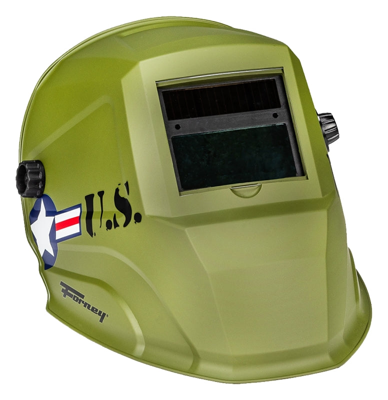 Forney Valor Series 55861 ADF Welding Helmet, Dual Crown Strap Headgear, UV/IR Lens, 3.62 x 1.65 in Viewing, Olive