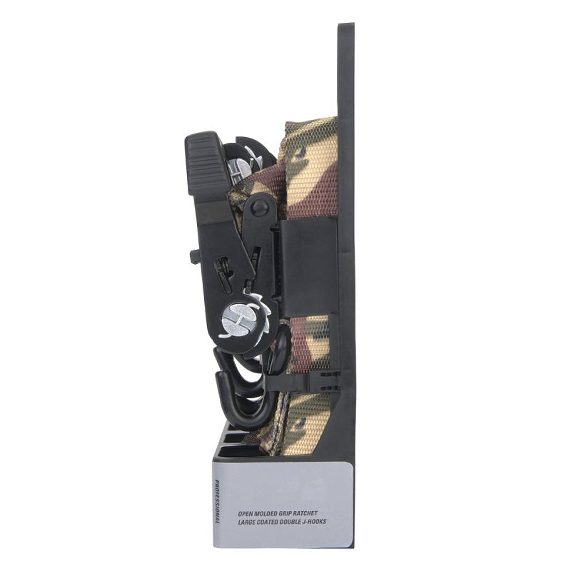 Keeper 47323 Ratchet Tie-Down with Open Handle, 1-1/4 in W, 16 ft L, Camo, 1000 lb Working Load, J-Hook End