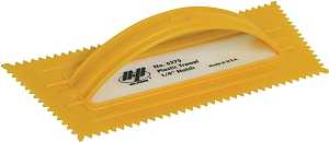QLT 6275 Trowel, 1/4 in W x 13/64 in D Notch, 9-1/2 in L, 4-1/4 in W, V Notch, Comfort-Grip Handle