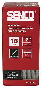 Senco AX21EAAN Series Nail, Glue Collation, 2 in L, 18 ga, Steel, Electro-Galvanized, Brad, Medium Head, Smooth Shank