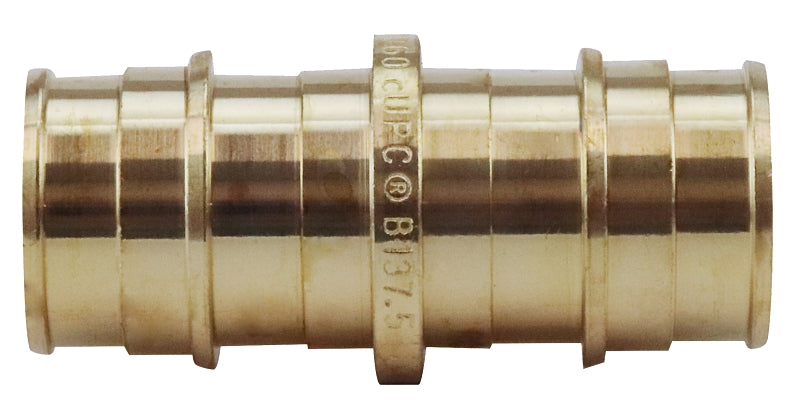 Apollo ExpansionPEX Series EPXC3434 Coupling, 3/4 in, Barb, Brass, 200 psi Pressure, 1.69 in L