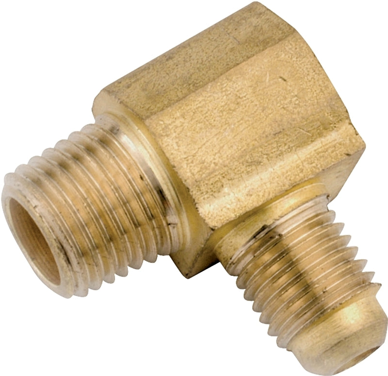 Anderson Metals 754049-0806 Reducing Tube Elbow, 1/2 x 3/8 in, Flare x Male, 90 deg Angle, Brass, 750 psi Pressure, Pack of 5