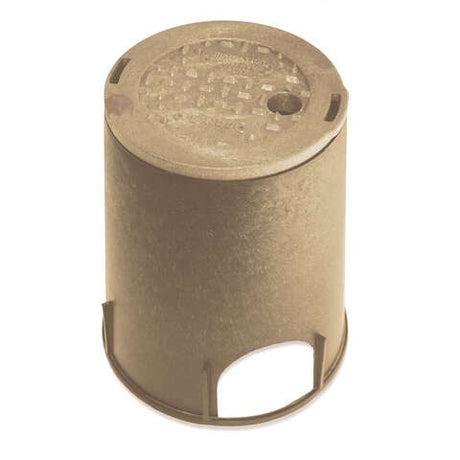 NDS 8.4 in. W X 9.1 in. H Round Valve Box with Overlapping Cover Brown