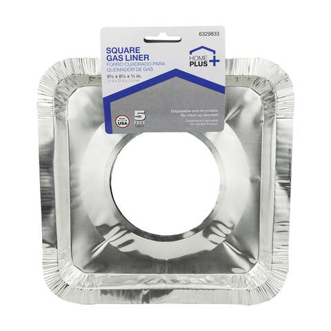 Home Plus Durable Foil 8-1/2 in. W X 8-1/2 in. L Gas Burner Liner Silver 5 pk, Pack of 12