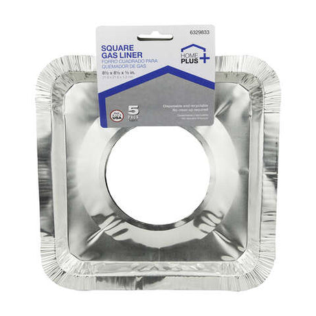 Home Plus Durable Foil 8-1/2 in. W X 8-1/2 in. L Gas Burner Liner Silver 5 pk, Pack of 12