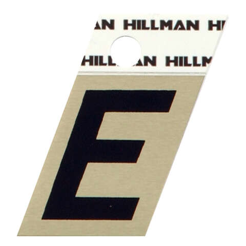 HILLMAN 1.5 in. Black Aluminum Self-Adhesive Letter E 1 pc, Pack of 6
