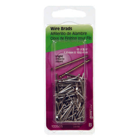 HILLMAN 17 Ga. X 3/4 in. L Bright Steel Brad Nails 1 pk 2 oz, Pack of 6