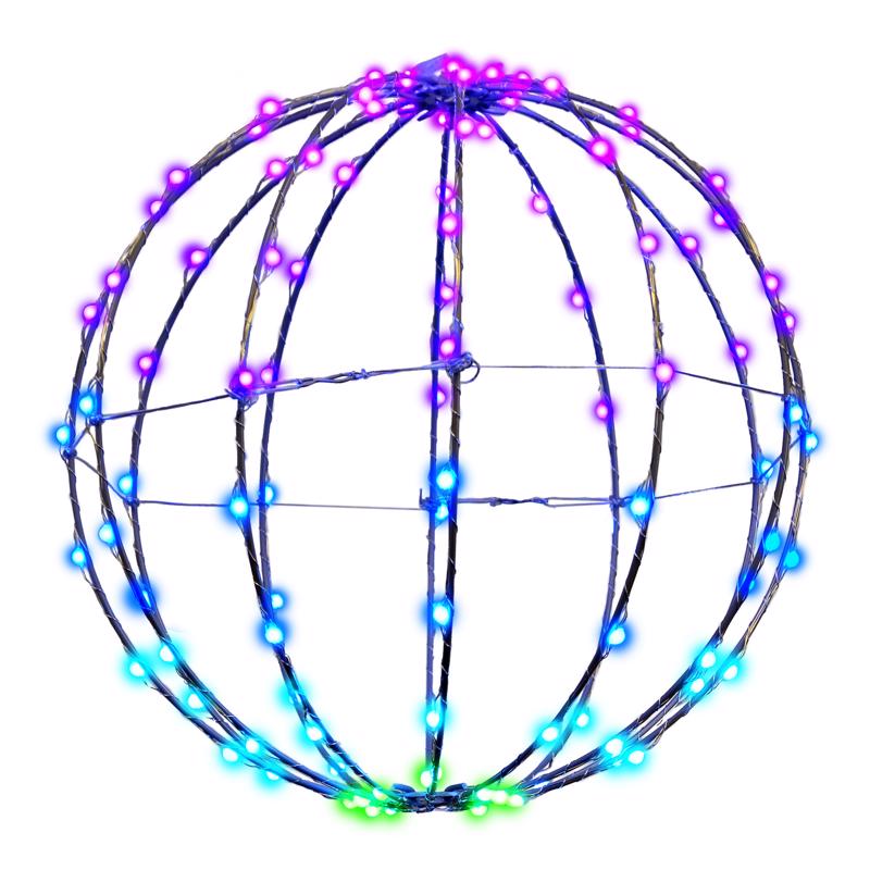 Living Accents Silver Iron 12 in. H RGBW Sphere Outdoor Decoration