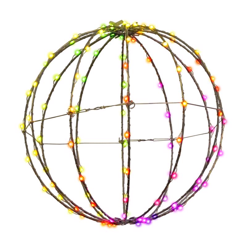 Living Accents Silver Iron 12 in. H RGBW Sphere Outdoor Decoration
