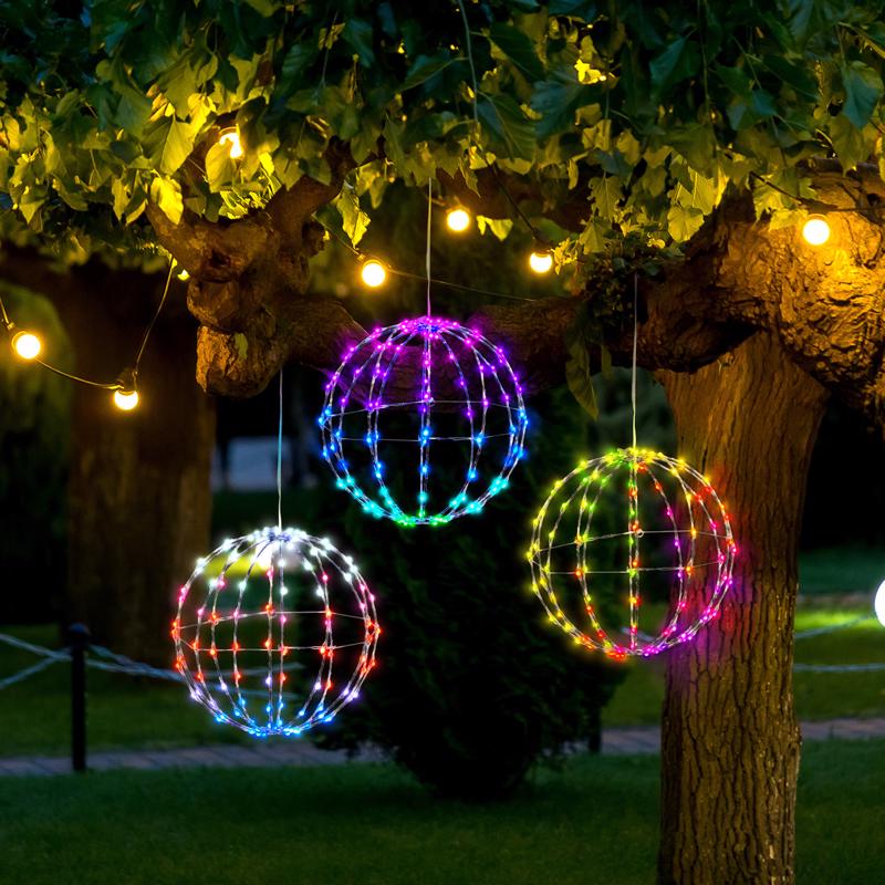 Living Accents Silver Iron 12 in. H RGBW Sphere Outdoor Decoration