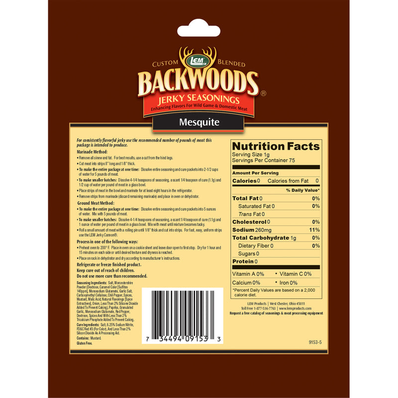 LEM Backwoods Mesquite Jerky Seasoning 3.65 oz Bagged, Pack of 6