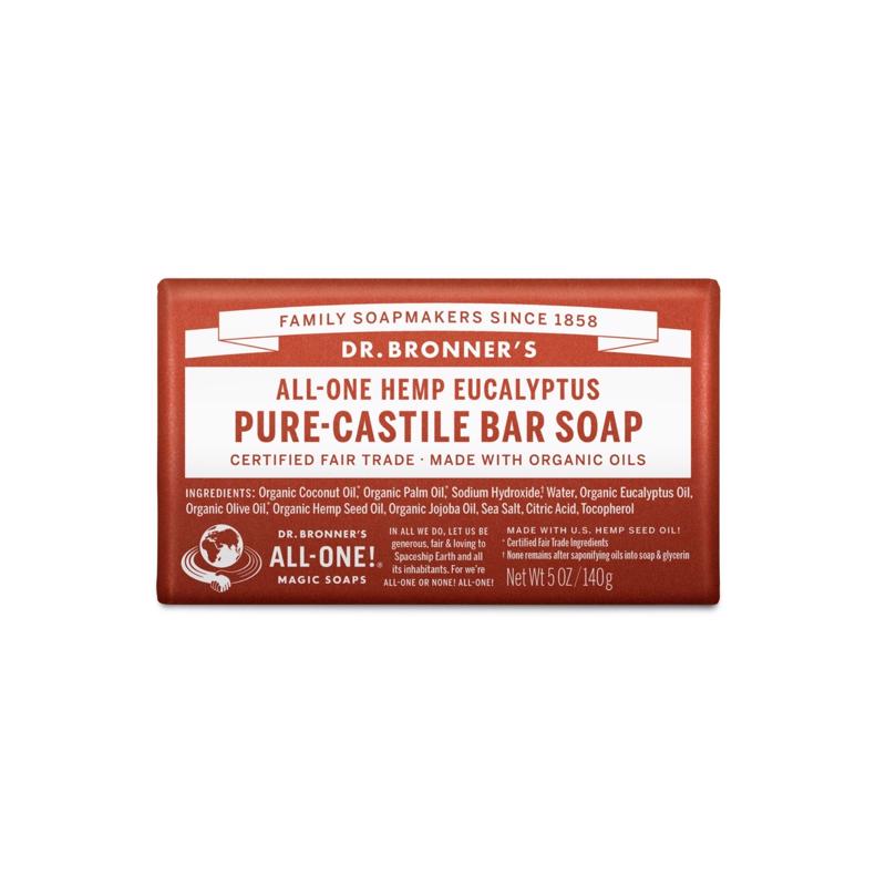 Dr. Bronner's Organic Eucalyptus Scent Pure-Castile Bar Soap 5 oz, Pack of 12