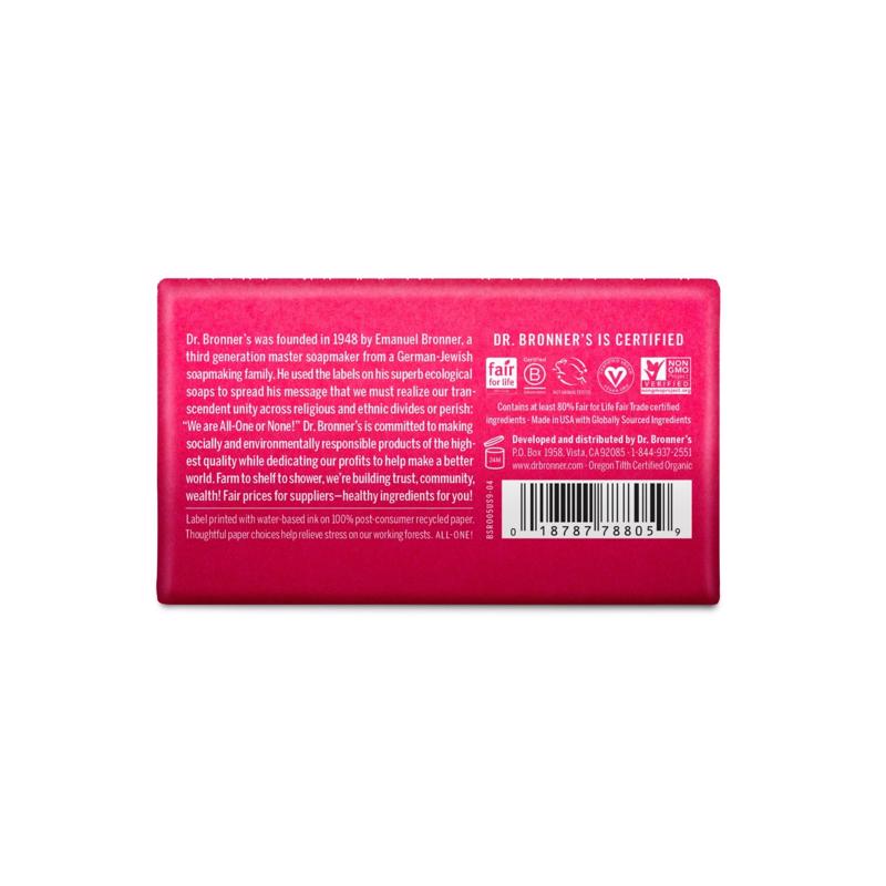 Dr. Bronner's Organic Rose Scent Pure-Castile Bar Soap 5 oz, Pack of 12