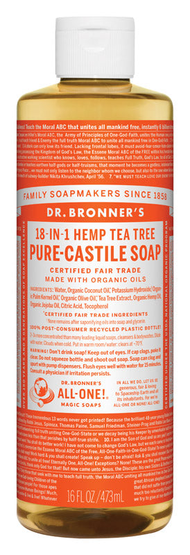 Dr. Bronner's Organic Tea Tree Scent Pure-Castile Liquid Soap 16 oz 1 pk, Pack of 12