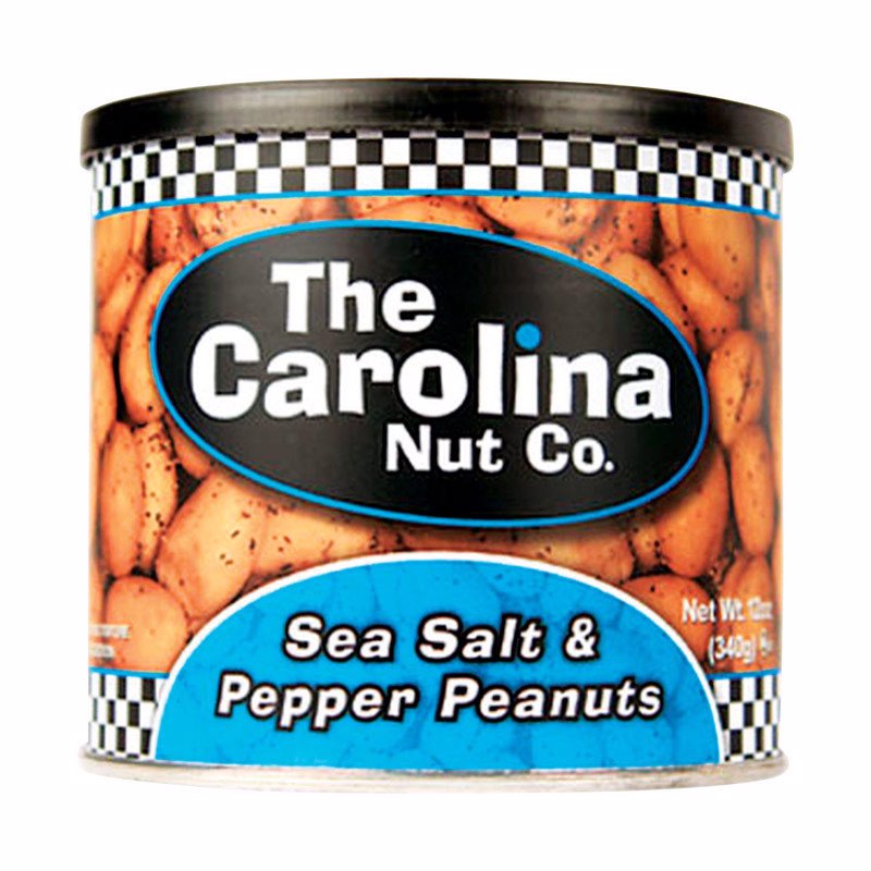 Carolina Nut Co. Sea Salt and Pepper Peanuts 12 oz Can, Pack of 6