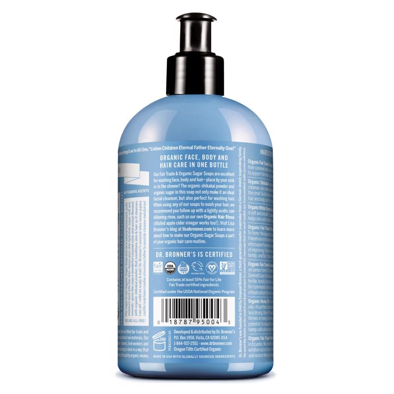 Dr. Bronner's 4-in-1 Baby Organic Baby Unscented Scent Sugar Soap 12 oz, Pack of 12