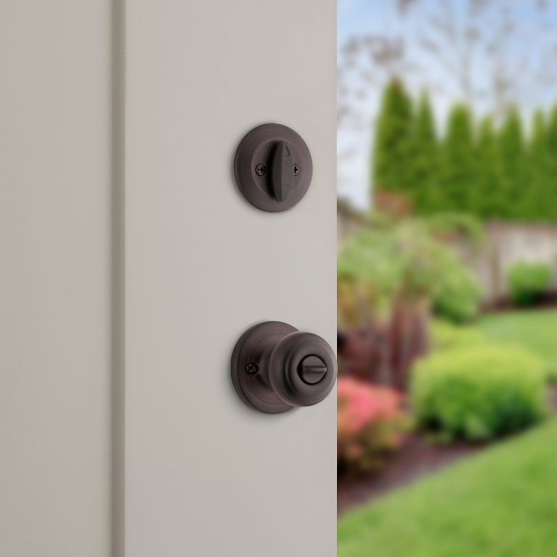 Kwikset 96900-421 Entry Knob and Single Cylinder Deadbolt, Knob Handle, Classic, Colonial, Traditional Design, Yes