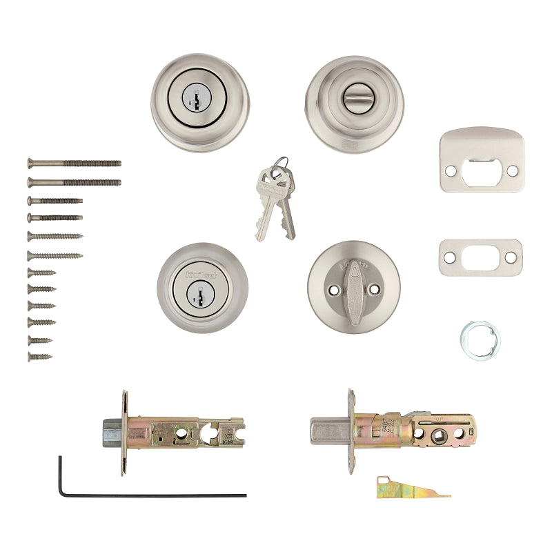 Kwikset 96900-424 Entry Knob and Single Cylinder Deadbolt, Knob Handle, Classic, Colonial, Traditional Design, Yes