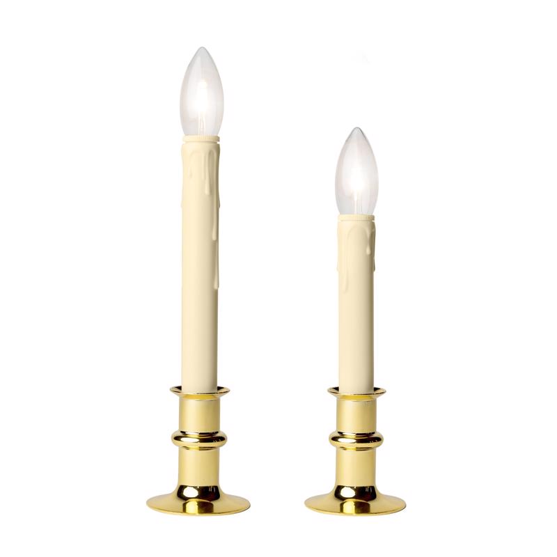 Celestial Lights Brass/White no scent Scent LED Battery Operated Taper Candle