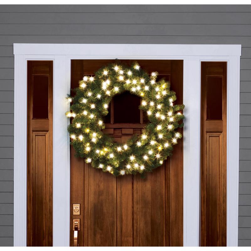 Celebrations Platinum 36 in. D LED Prelit Warm White Mixed Pine Christmas Wreath, Pack of 2