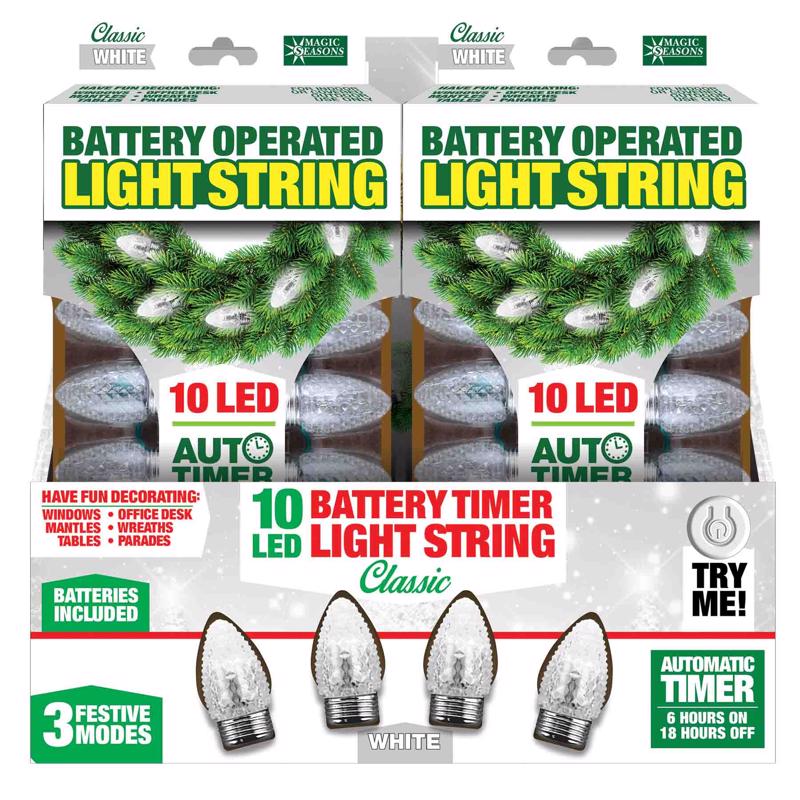 Magic Seasons LED White 10 ct String Christmas Lights, Pack of 12