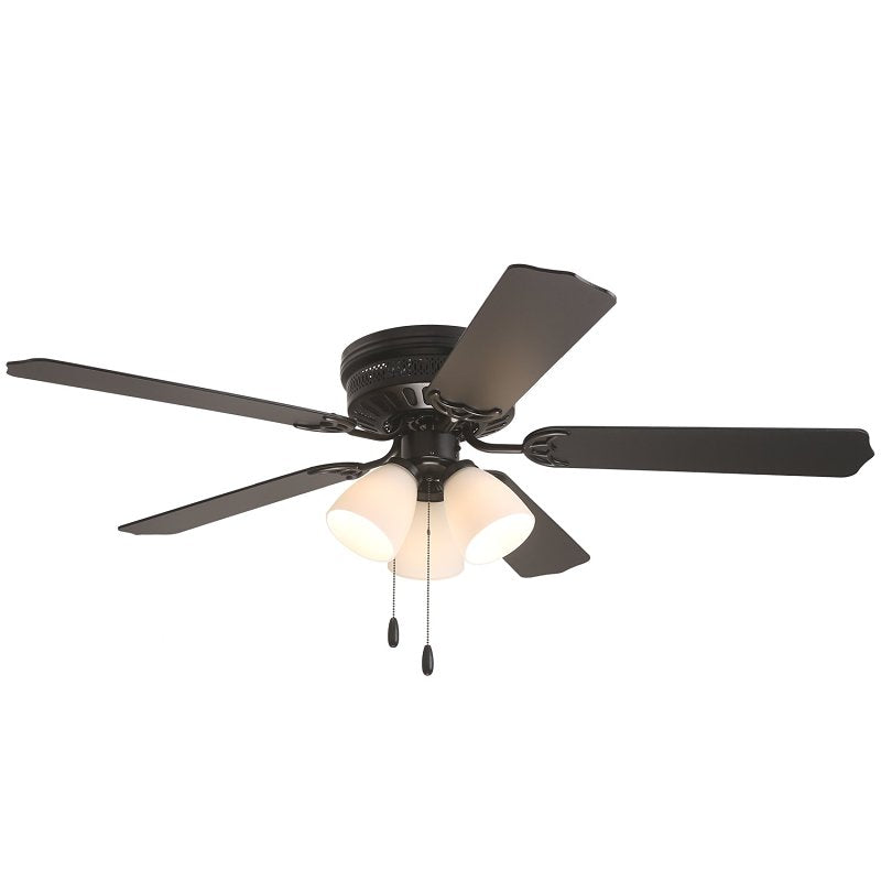 Boston Harbor 0555706-MBK Hugger Fan, 5-Blade, Matte Black Blade, 52 in Sweep, Metal Blade, 3-Speed