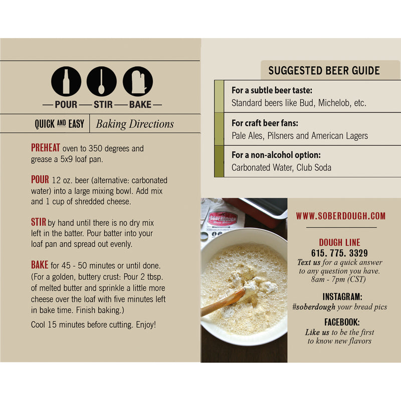 Soberdough Cheesy Garlic Brew Bread Mix 15.1 oz Bagged, Pack of 12