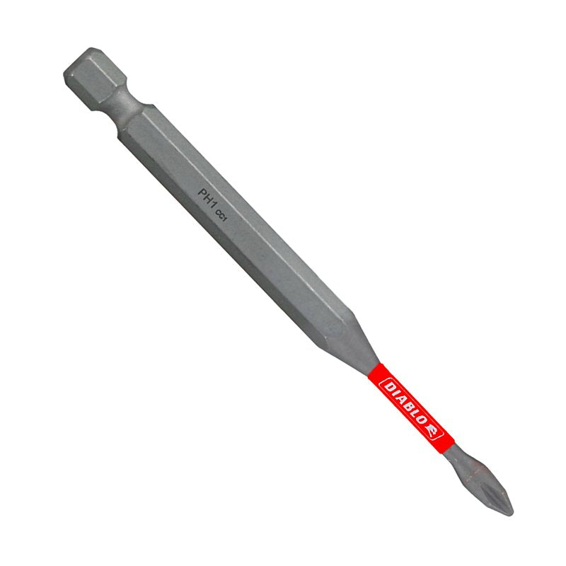 Diablo DPH135P1 Drive Bit, #1 Drive, Phillips Drive, 1/4 in Shank, Hex Shank, 3-1/2 in L