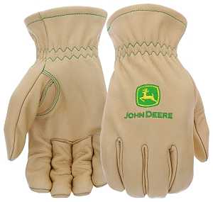 John Deere JD84013-L Work Gloves, Men's, L, Shirred Elastic Cuff, Cowhide Leather