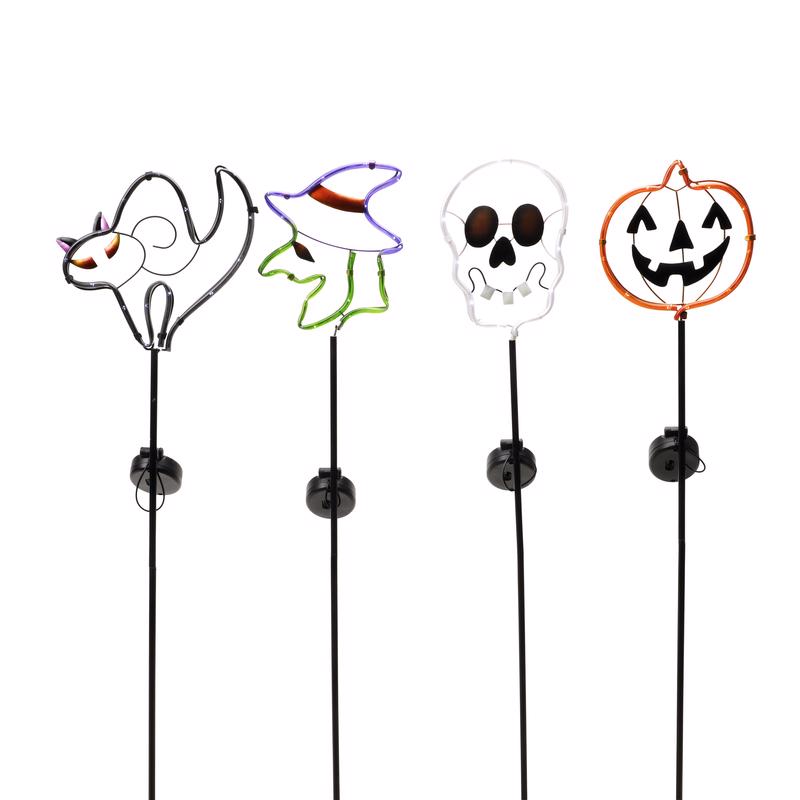 Alpine Assorted Metal 23.3 in. H Halloween Solar Garden Stake, Pack of 12