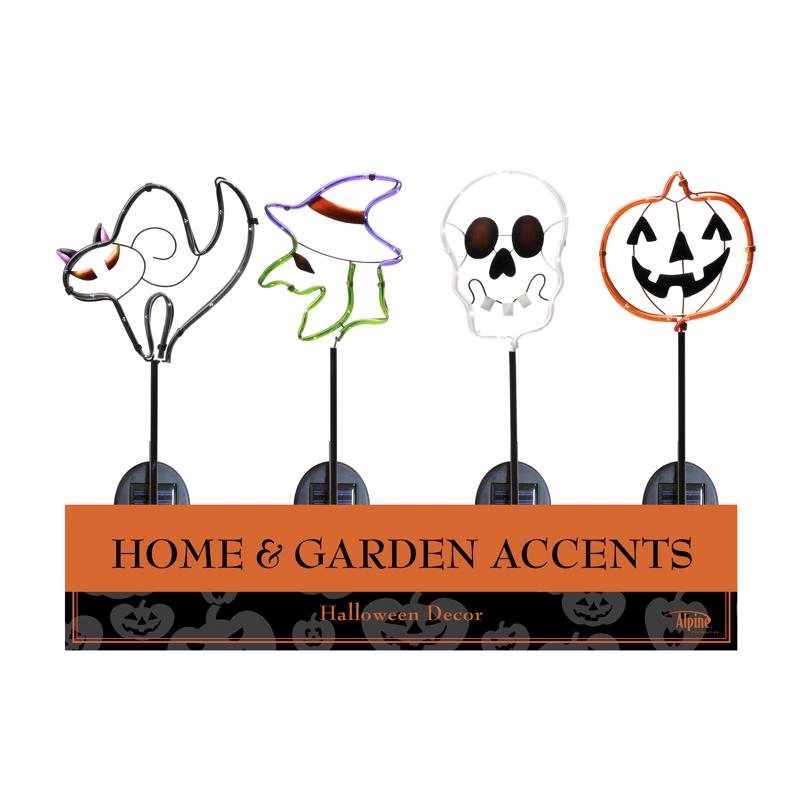 Alpine Assorted Metal 23.3 in. H Halloween Solar Garden Stake, Pack of 12