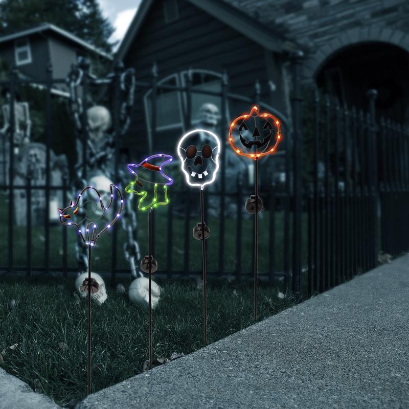 Alpine Assorted Metal 23.3 in. H Halloween Solar Garden Stake, Pack of 12