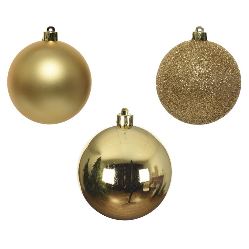 Decoris Gold Shatterproof Baubles Ornaments 2 in., Pack of 16