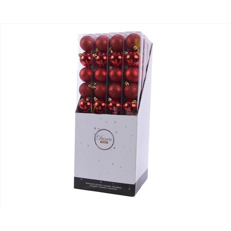 Decoris Red Shatterproof Baubles Ornaments 2 in., Pack of 16