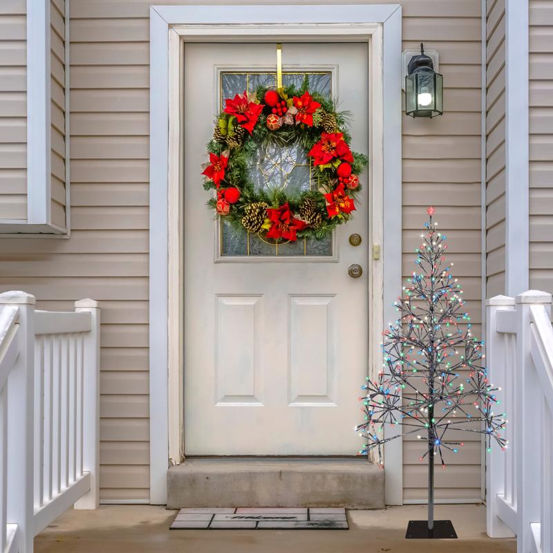 Celebrations Platinum LED Multi Shimmering Tree 4.5 ft. Pathway Decor
