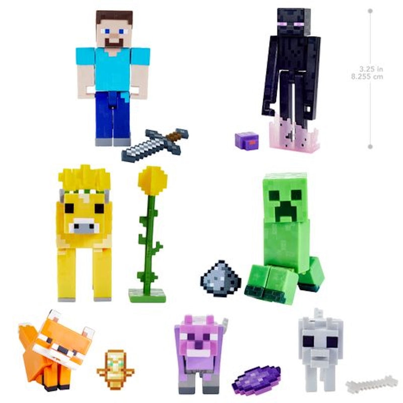 Minecraft Action Figure Multicolored 3 pc, Pack of 8