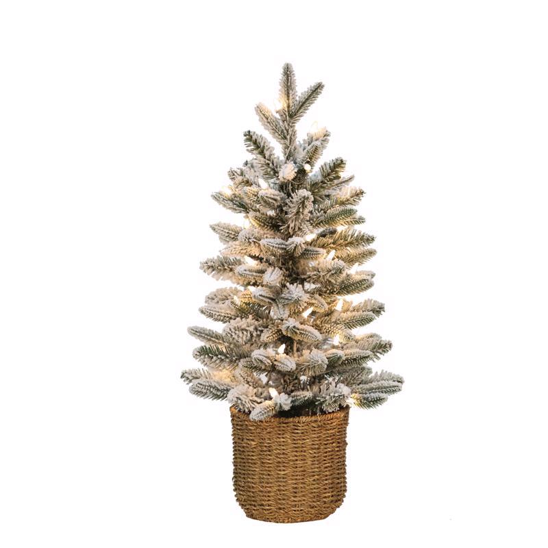 Celebrations 2 ft. Full LED 35 ct Flocked Christmas Tree, Pack of 4