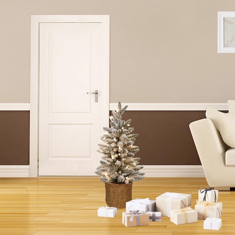 Celebrations 2 ft. Full LED 35 ct Flocked Christmas Tree, Pack of 4