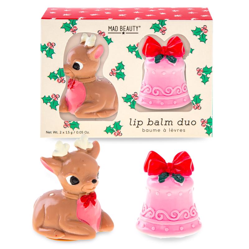 Mad Beauty Retro Christmas Lip Balm Duo 2 pc, Pack of 12