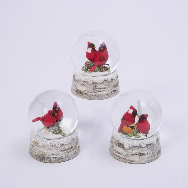 Gerson Multicolored Cardinal Snow Snowglobe 4.25 in., Pack of 3