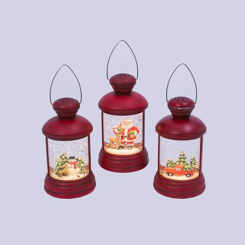 Gerson Red Spinning Lantern Snowglobe 7.4 in., Pack of 6