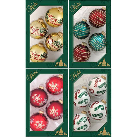 Christmas by Krebs Gold/Green/Red/White Ball Ornaments, Pack of 12