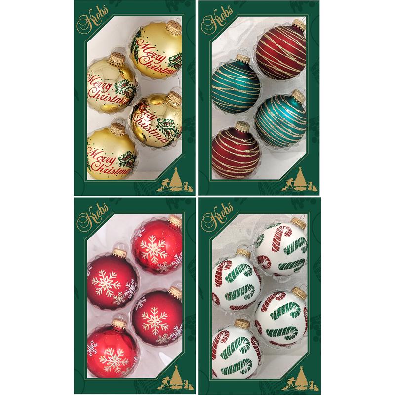 Christmas by Krebs Gold/Green/Red/White Ball Ornaments, Pack of 12