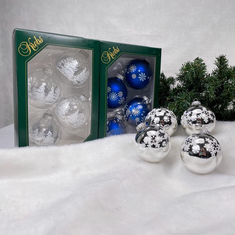 Christmas by Krebs Blue/Silver/White Ball Ornaments, Pack of 12