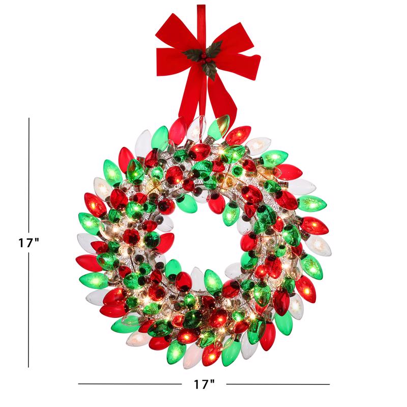 Mr. Christmas 17.75 in. D LED Prelit Multicolored Bulb Wreath