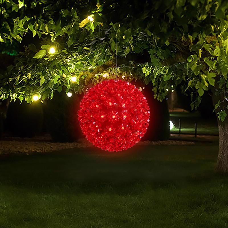 Celebrations LED Red Starlight Sphere 7.5 in. Hanging Decor
