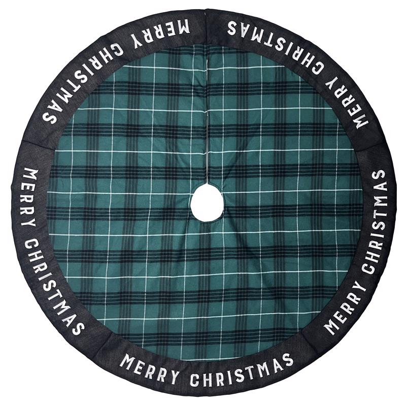 Celebrations Home Black/Green/White Merry Christmas Tree Skirt 27 in., Pack of 4